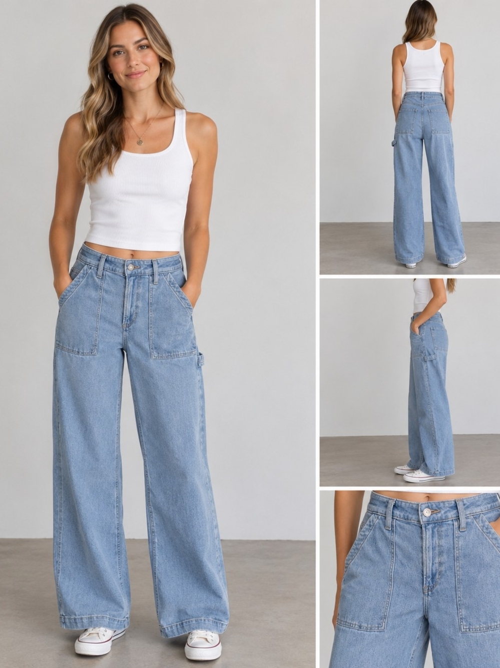 American Eagle Outfitters Light Blue High-Rise Wide-Leg Jeans